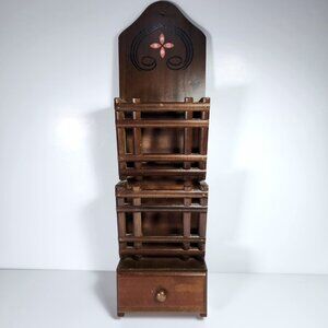 Wall Mount Letter Mail Holder Organizer Retro Rustic Country Wooden Vintage